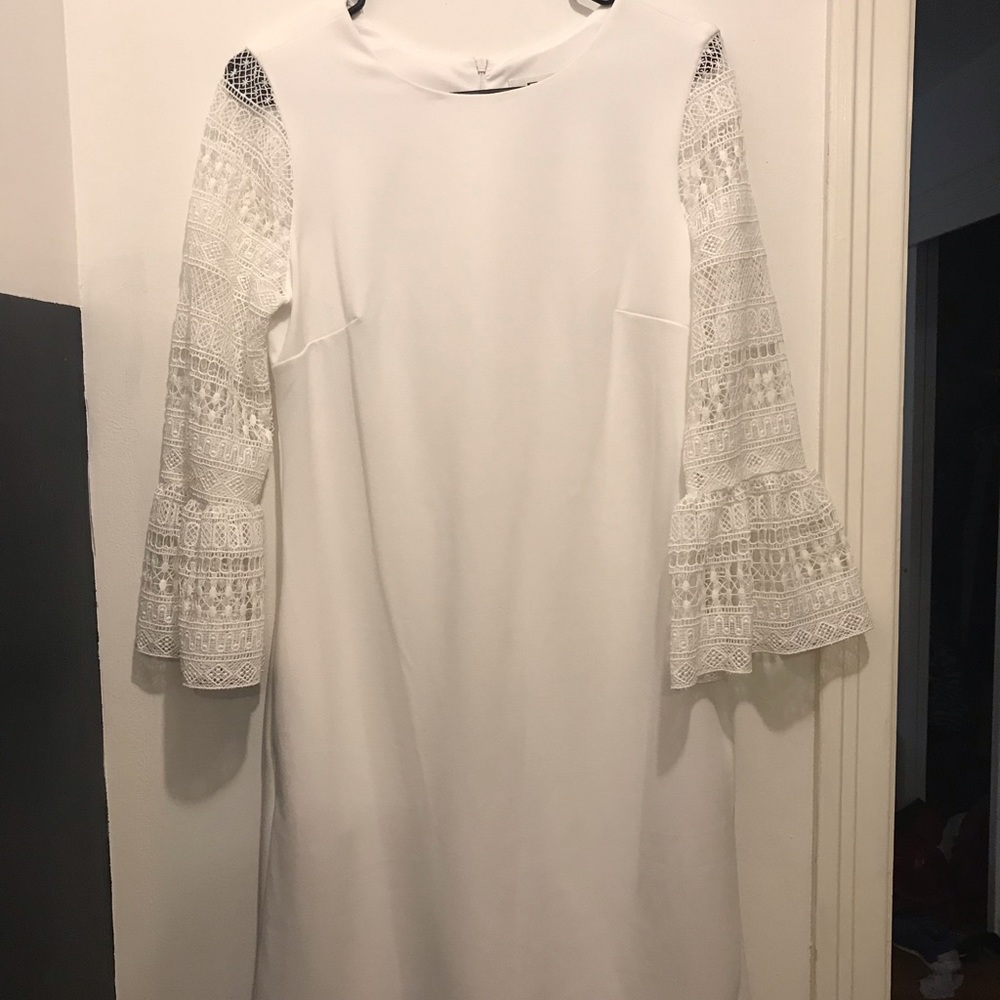 White crochet sleeve dress